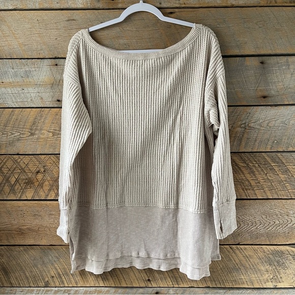 American Eagle Sweater Womens Large Cream Viscose Pullover Waffle Knit Boat Neck - Picture 1 of 13